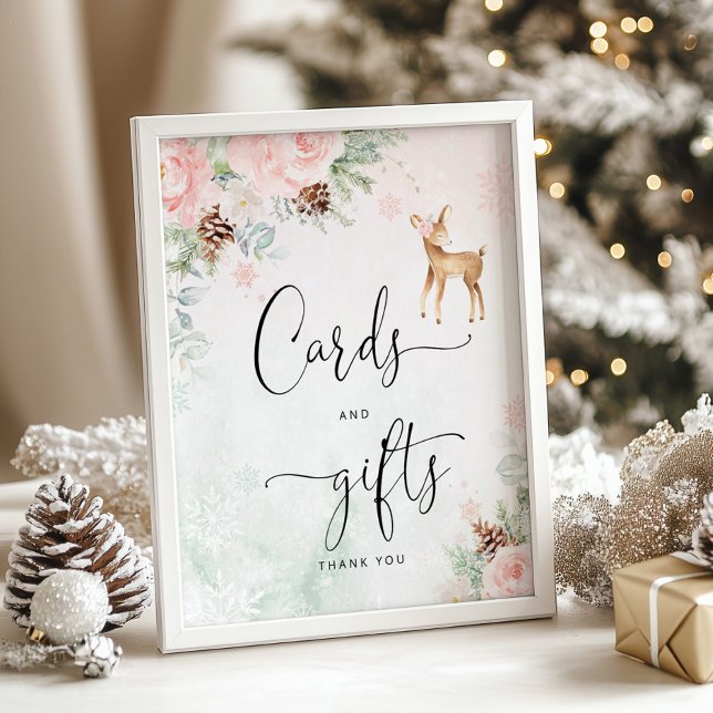 Póster Tarjetas y regalos de copos de nieve rosa de cierv (Subido por el creador)