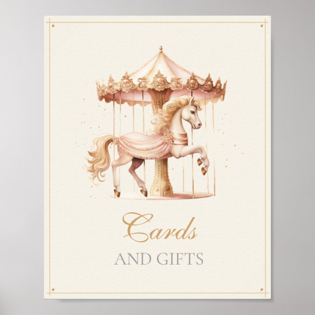 Póster Tarjetas y regalos de ducha de caballo de carrusel (Frente)