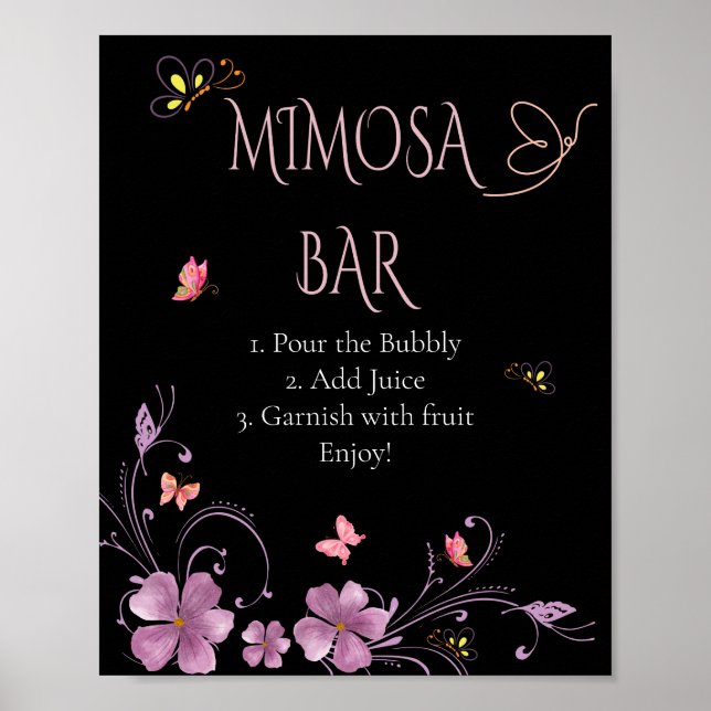 Póster Tarjetas y regalos de ducha de novia de mariposas  (Frente)