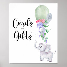 Póster Tarjetas y regalos de elefante y globo para baby s