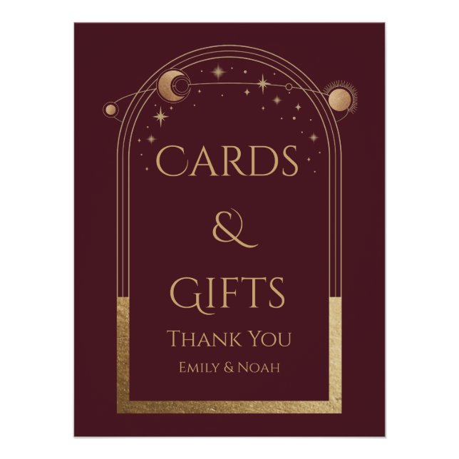 Póster Tarjetas y regalos de estrellas de luna de oro roj (Anverso)