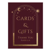 Tarjetas y regalos de estrellas de luna de oro roj