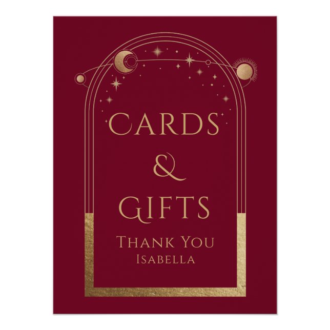 Póster Tarjetas y regalos de estrellas de luna de oro roj (Anverso)