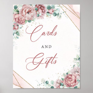 Póster Tarjetas y regalos de eucalipto de oro floral de b