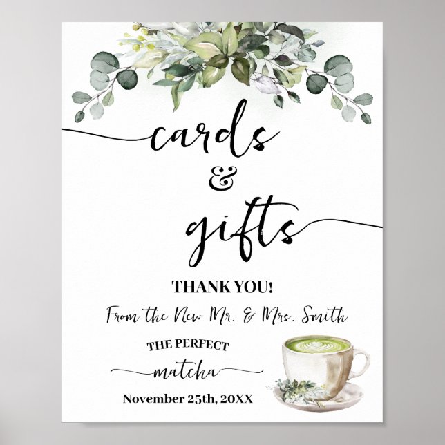 Póster Tarjetas y regalos de Eucalyptus Matcha para despe (Frente)