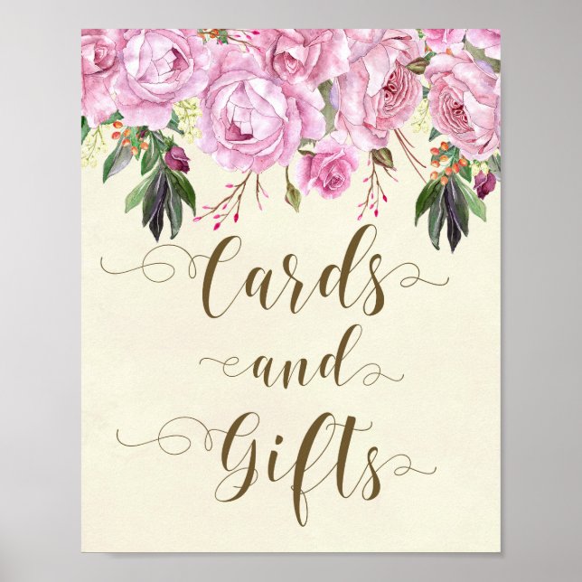 Póster tarjetas y regalos de fiesta de boda de flores púr (Frente)
