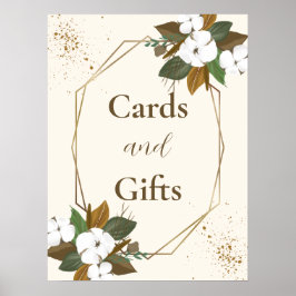 Póster Tarjetas Y Regalos De Flores Marrones Y Crema Mode