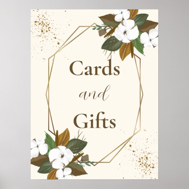 Póster Tarjetas Y Regalos De Flores Marrones Y Crema Mode (Frente)