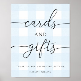 Póster Tarjetas y regalos de Gingham azul