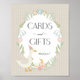 Póster Tarjetas y regalos de Gingham floral Beige Silly G