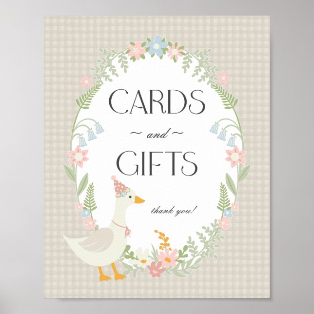 Póster Tarjetas y regalos de Gingham floral Beige Silly G (Frente)