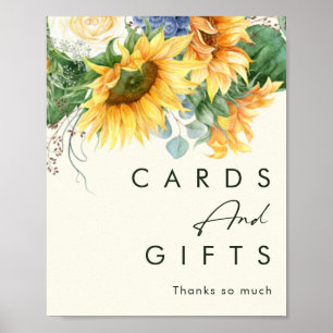 Póster Tarjetas y regalos de girasoles amarillos claros d