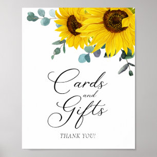 Póster Tarjetas y regalos de girasoles signo de fiesta