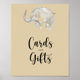 Póster Tarjetas y regalos de globo de elefante para baby 