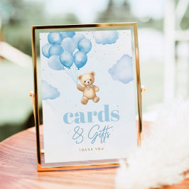 Póster Tarjetas y regalos de globos azules de oso de pelu