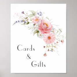 Póster Tarjetas y regalos de la boda blanca rosada en flo