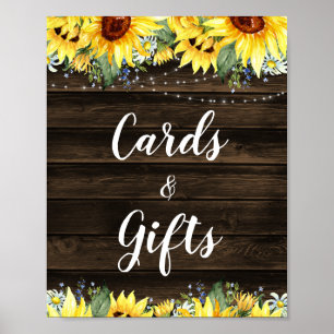 Póster Tarjetas y regalos de luces de cuerda de girasoles