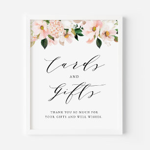Póster Tarjetas y regalos de Magnolia rosa e hidrangea de