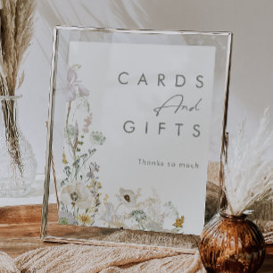 Póster Tarjetas y regalos de marfil de pradera de flores 