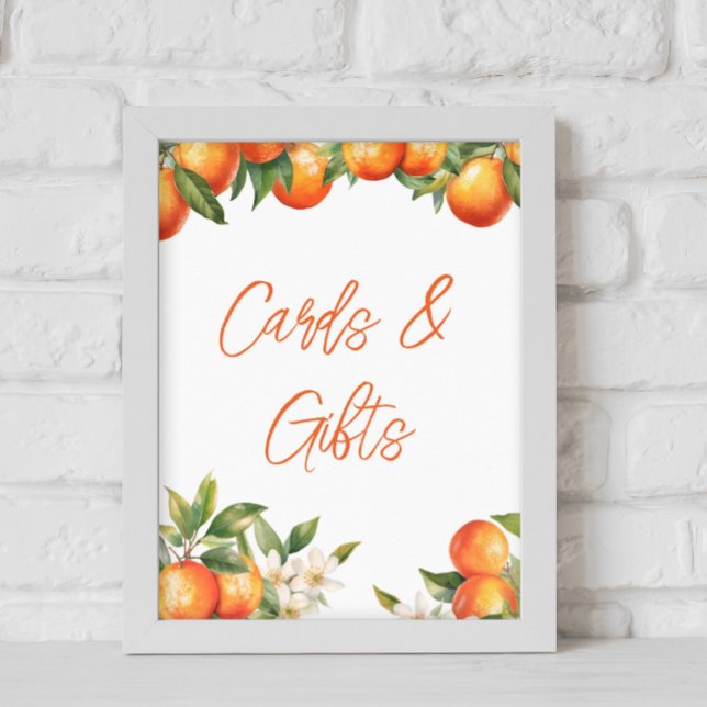 Póster Tarjetas y regalos de Naranjas de clementina (Little Cutie Party Cards and Gifts sign)