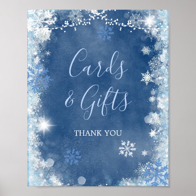 Póster Tarjetas y regalos de novia con copo de nieve Blue (Frente)