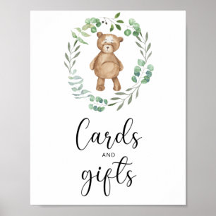 Póster tarjetas y regalos de osito bebé shower