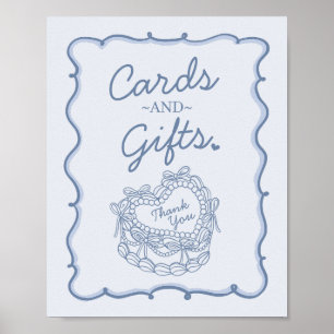 Póster Tarjetas y regalos de pastel Coquette corazón retr