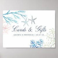 Tarjetas y regalos de playa con algas de acuarela