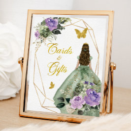 Póster Tarjetas y regalos de Quinceañera verde sage