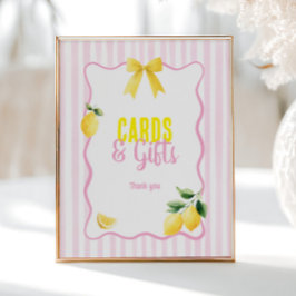 Póster Tarjetas y regalos de rayas rosadas limón recién g
