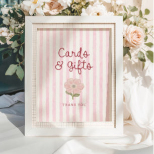 Póster Tarjetas y regalos de rayas rosadas pastel elegant