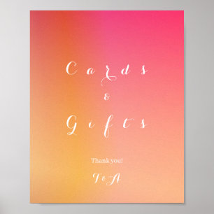 Póster Tarjetas y regalos de recepción de boda naranja om