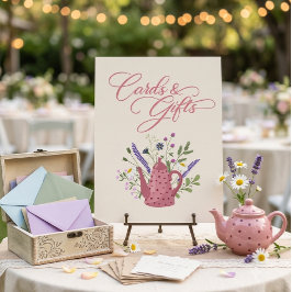 Póster Tarjetas y regalos de tetera rosa caprichosa y flo