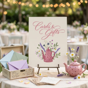 Póster Tarjetas y regalos de tetera rosa caprichosa y flo