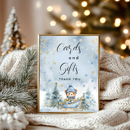 Póster Tarjetas y regalos de Winter Bear Baby Shower