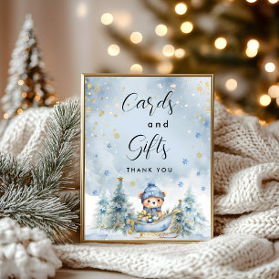 Póster Tarjetas y regalos de Winter Bear Baby Shower