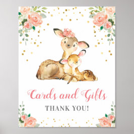 Póster Tarjetas y regalos Deer Doe Chica Woodland Baby Sh
