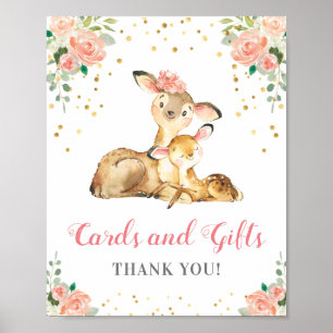 Póster Tarjetas y regalos Deer Doe Chica Woodland Baby Sh