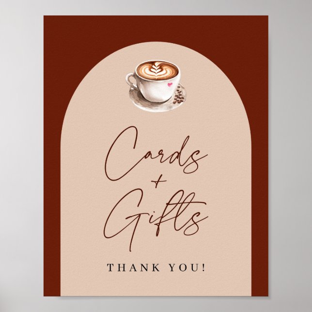 Póster Tarjetas y regalos Desayuno de novia con café (Frente)