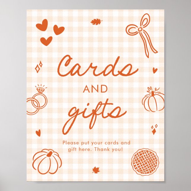 Póster Tarjetas y regalos dibujados a mano de gingham nar (Frente)
