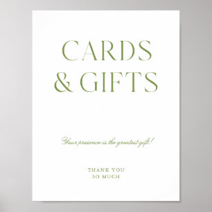Póster Tarjetas y regalos digitales blancos y verde salvi