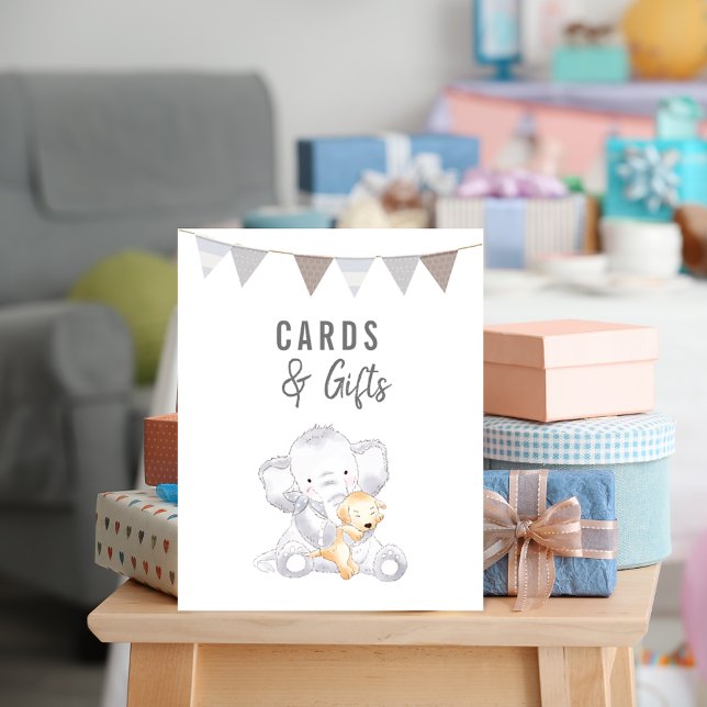 Póster Tarjetas y regalos Elefante bebé moderno neutral e (Subido por el creador)
