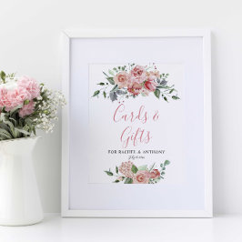 Póster Tarjetas y regalos Elegante Boda Polvorienta Rosa 
