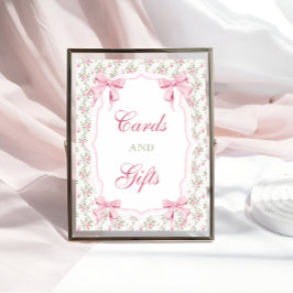 Póster Tarjetas y regalos elegante Coquette rosa Bow Cump