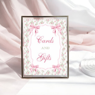 Póster Tarjetas y regalos elegante Coquette rosa Bow Cump