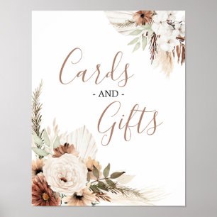 Póster Tarjetas y regalos elegantes de beige boho hierba 