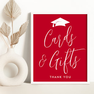 Póster Tarjetas y regalos elegantes de graduación rojas d