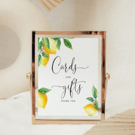 Póster Tarjetas y regalos elegantes de limones acuarela
