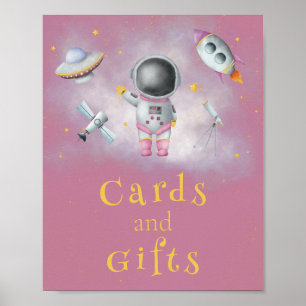Póster Tarjetas y regalos Espacio chica Astronauta estrel
