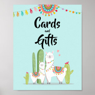 Póster Tarjetas y regalos Fiesta Llama Rótulo Baby Shower